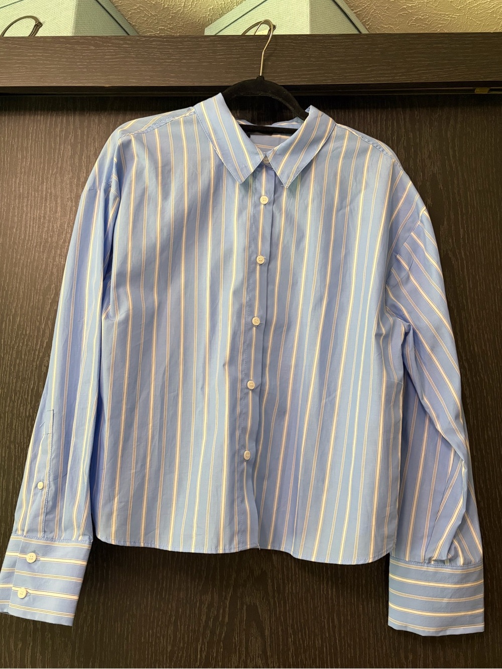 Zara Light Blue & White Striped Button-Down Shirt